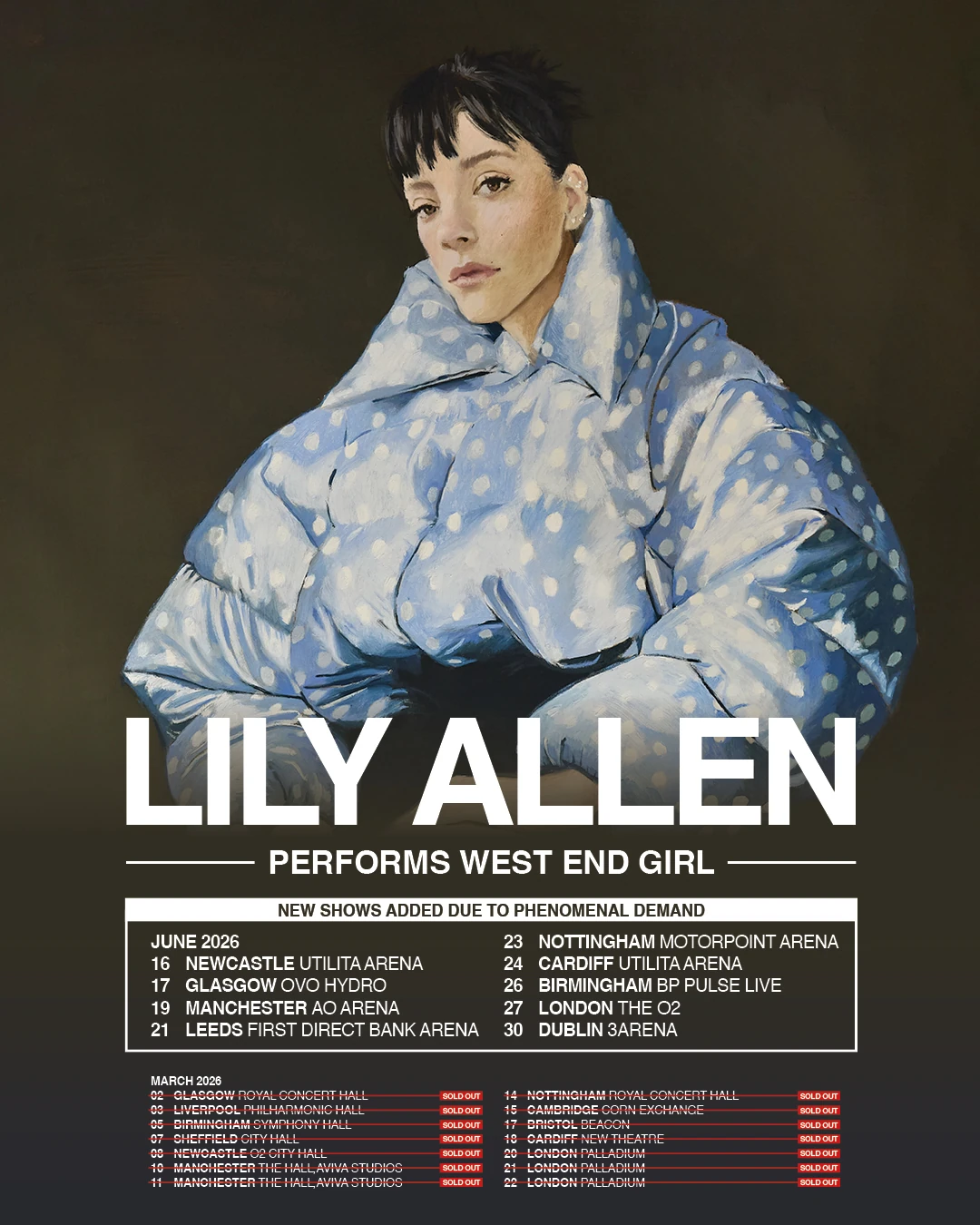 Lily Allen 2026 tour poster